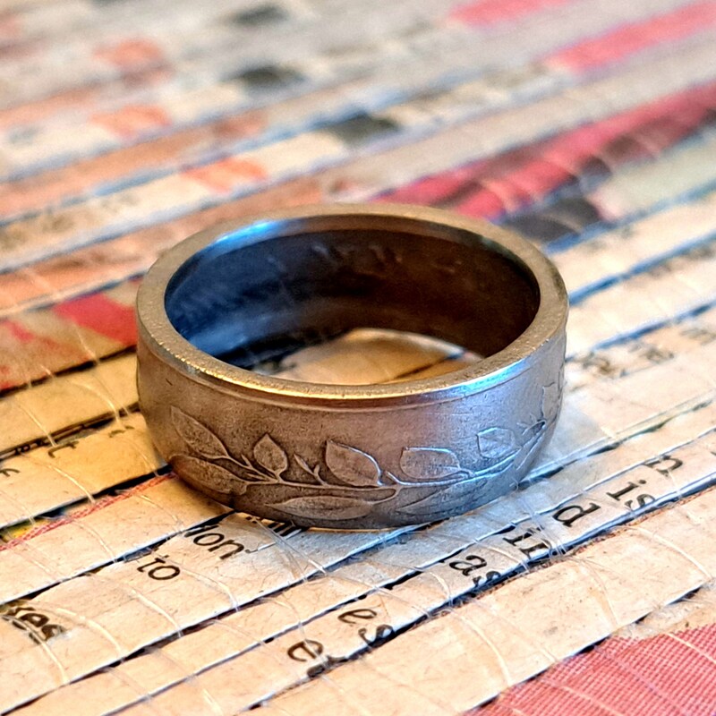 DENMARK Coin Ring Made with Genuine Danish Foreign Coin Unique and Meaningful Anniversary Birthday Gift Vines Crown Princess Rings For Women